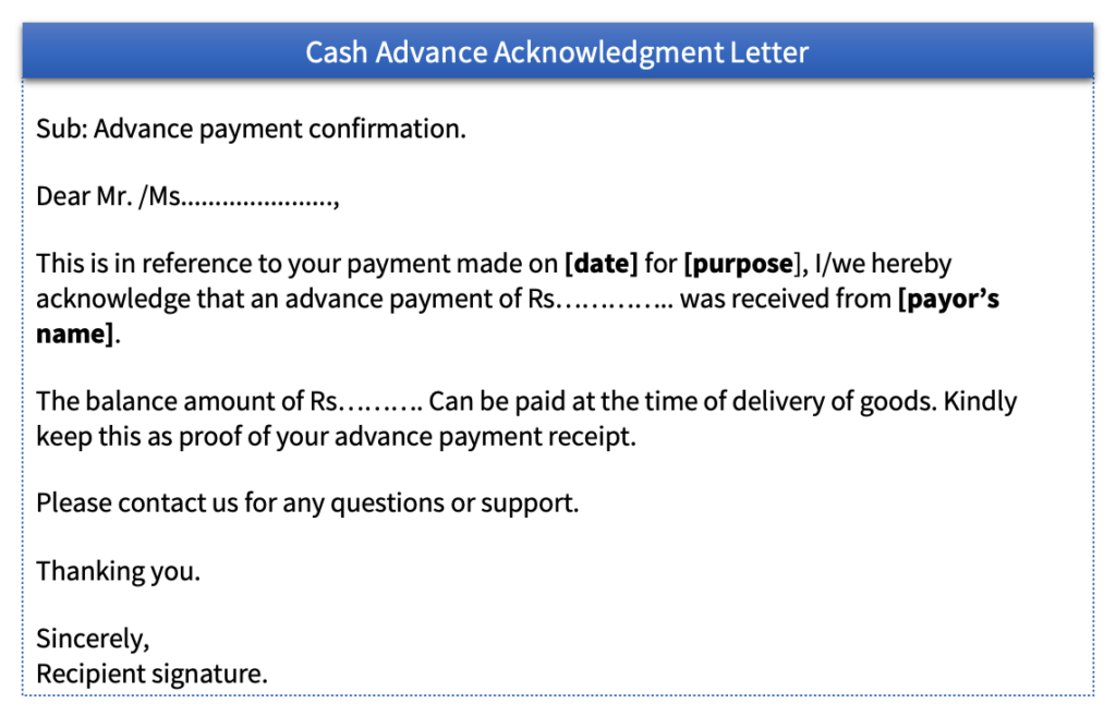 Sample Cash Acknowledgement Letters For Received Payment