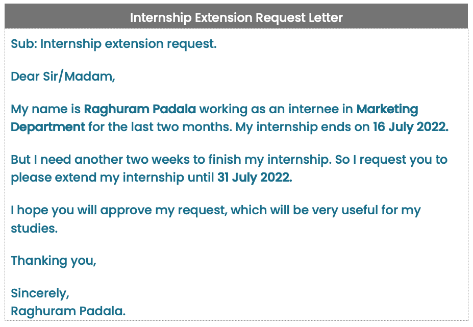 Internship Extension Request Letter Samples