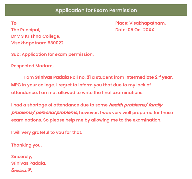 Applications For Examination Permission